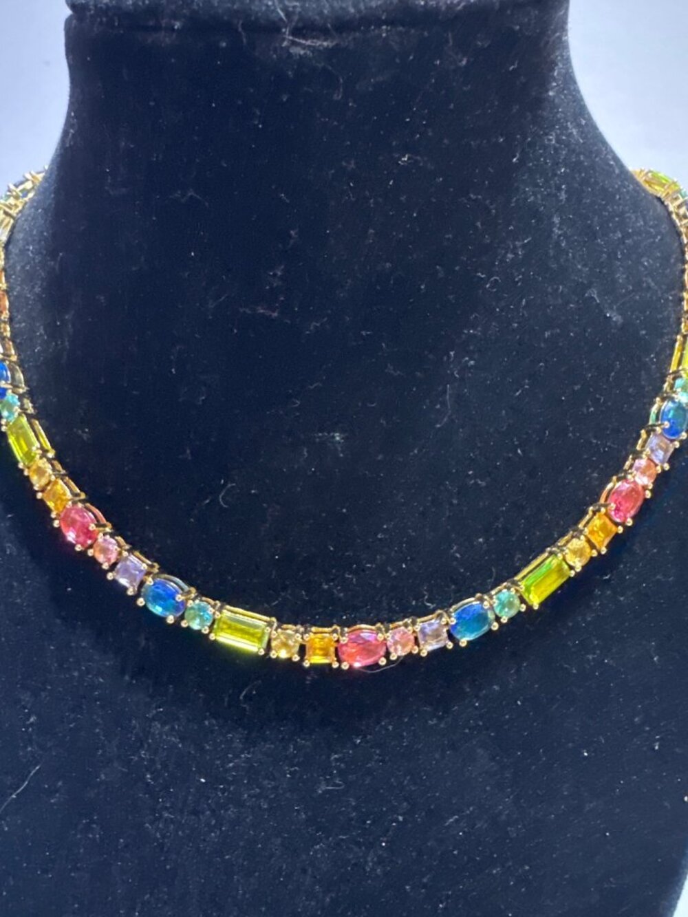 Kurt Geiger Spread The Rainbow Gold-Tone Multicolor Gemstone Necklace Pre-Owned